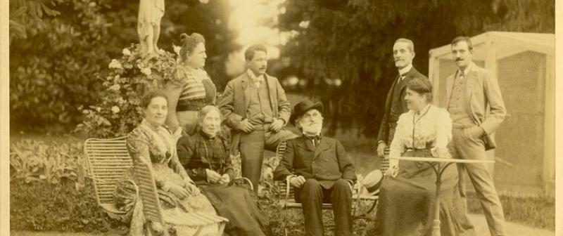 Giuseppe Verdi posing with his family.